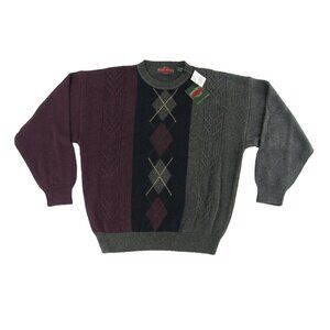 Stone Haven Mens Golf Sweater XXL Grey Purple Black Long Sleeve